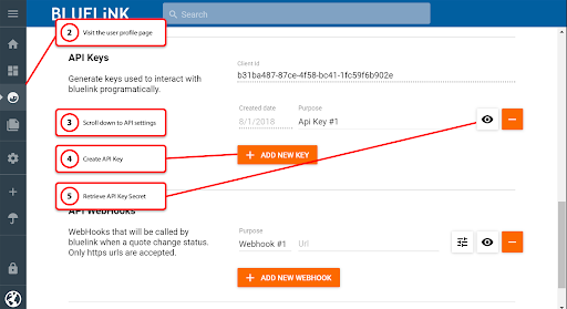Screenshot: Create an API key